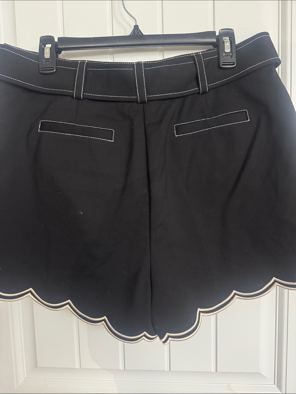 Ramy Brook Violeta Black Scalloped Hem Women's Shorts with Belt Size 14